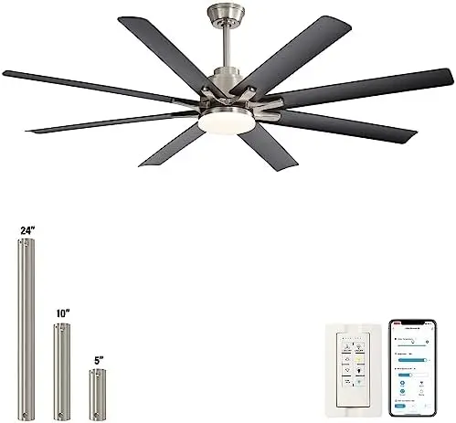 

Profile Ceiling Fan with Lights Flush Mount Ceiling Fan with Remote Control 52'' Outdoor Ceiling Fan Flush Mount 3 Rever