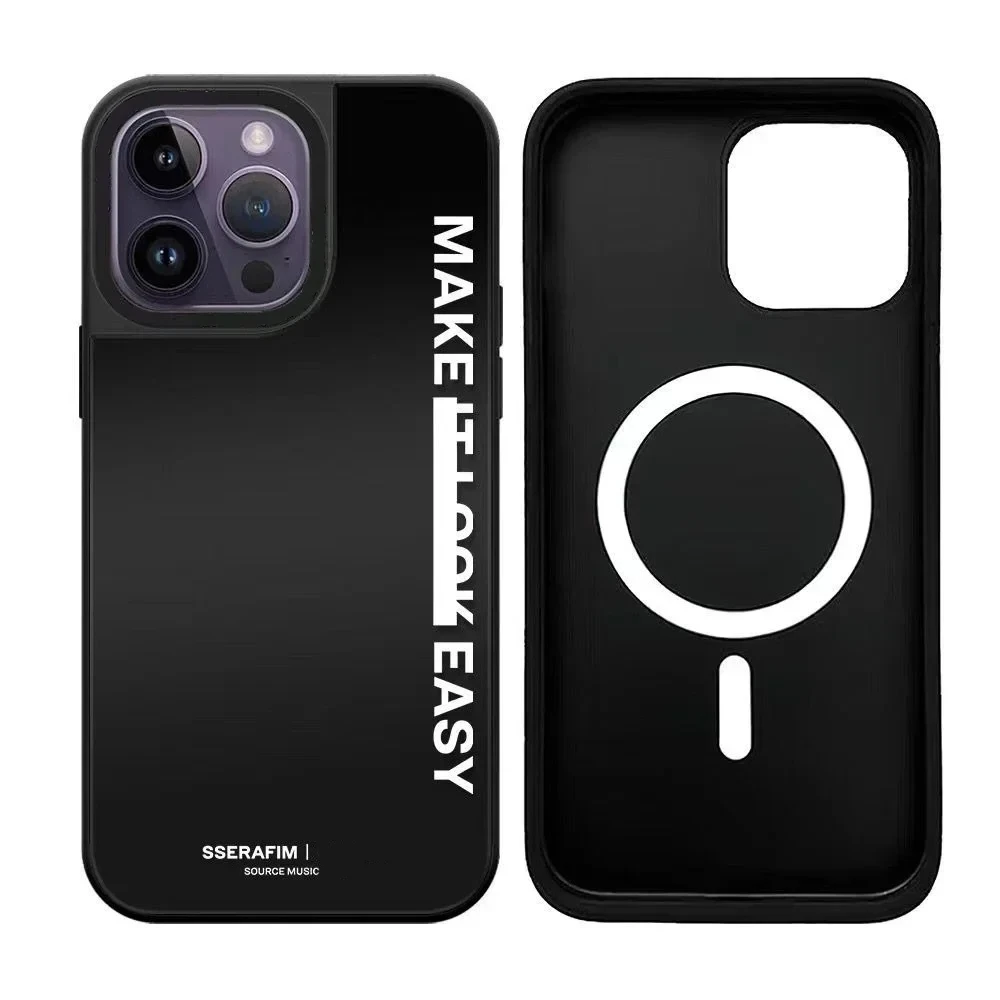 

MagSafe Mirror Surface Black Border Kpop Easy iPhone 11 12 13 14 15 Pro Max Case - Protective iPhone Case with MagSafe