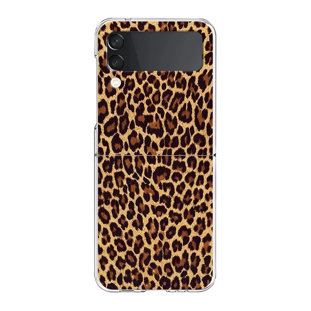 Hard-PC-Handy hülle mit Leoparden muster für Samsung Galaxy Z Flip 5 4 3 transparente Abdeckung für Galaxy Z Flip 6 faltbare stoß feste Hüllen – Detail 5