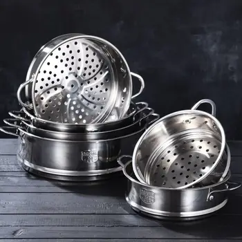 New 304 Stainless Steel Steamer Basket Kitchen Cooking Tool Generic Steam Rack with Double Ear Multifunction Pot Steaming Grid