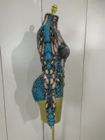 2025 Sparkle Rhinestones Long Sleeve Stretch Bodysuits Women Evening Luxury Birthday Party Sexy Nightclub Bar Stage Costume - Image 4