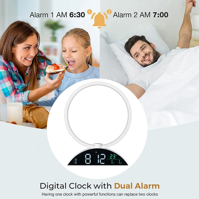 

Night Light Alarm Clock For Bedroom,Dimmable Bedside Lamp, Press Control Table Light, For Deep Sleepers Kids Home Office