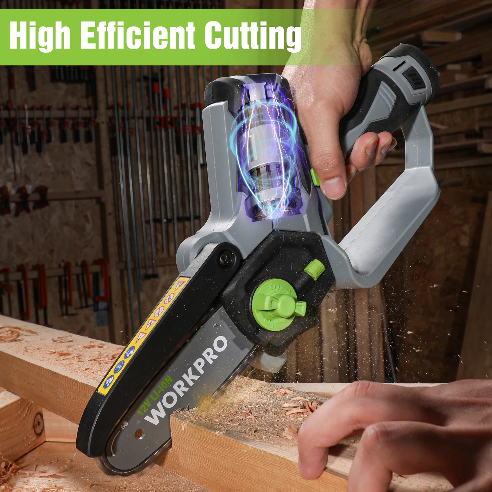 12V Mini Chainsaw Portable Electric Pruning Saw Rechargeable Small Wood Spliting Chainsaw Woodworking Tool for Garden