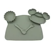 Crab compartment plate children's tableware set with meal bib eating training bowl soft silicone baby autonomous 6