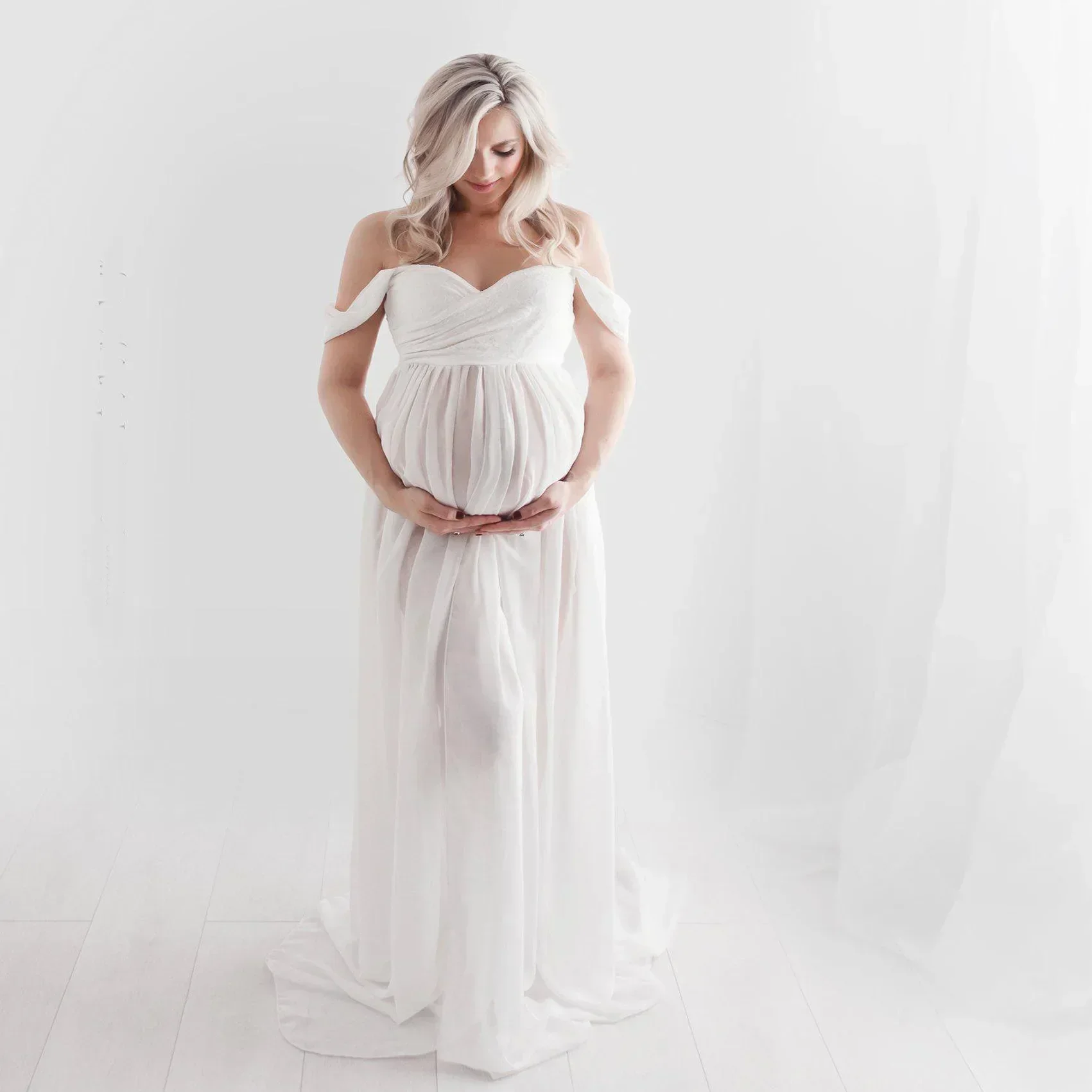 

2023 Pregnancy Dress Summer Women Off Shoulder Pregnants Sexy Photography Ruffled Nursing Long Dress Dress Pregnant Photography