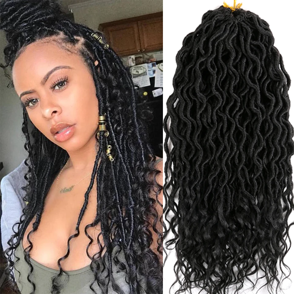 8 Packs Faux Locs Crochet Hair Curly Ends 30 Inch Soft Locs Crochet Dreads  Boho Braids Crochet Faux Locs Hair for Women (30inch(pack of 8), 1B)