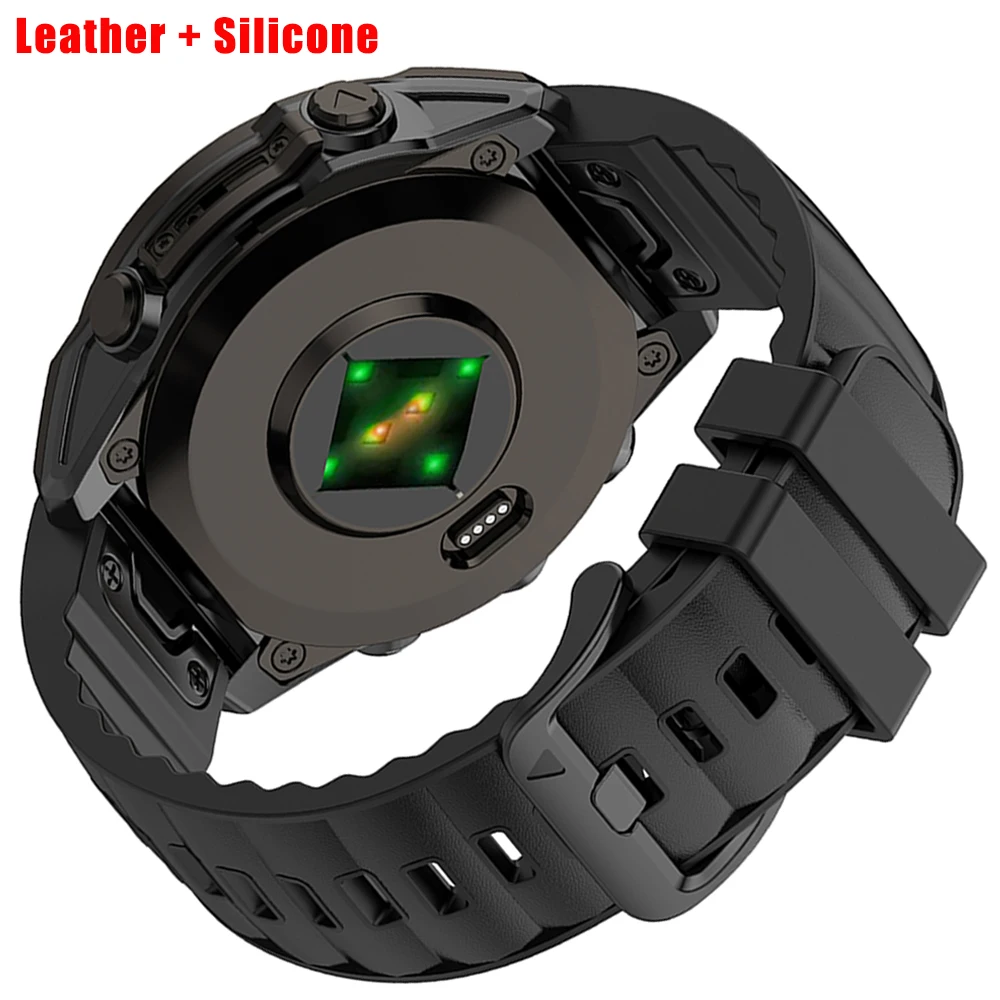 Versatile Silicone Leather Watch Band with Quickfit Bracelet - 22mm/26mm