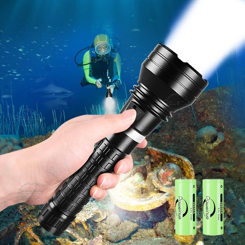 2023 Super Bright Diving Flashlight XHP120 LED Scuba Dive Flashlight IPX8 Waterproof Underwater Torch use 18650