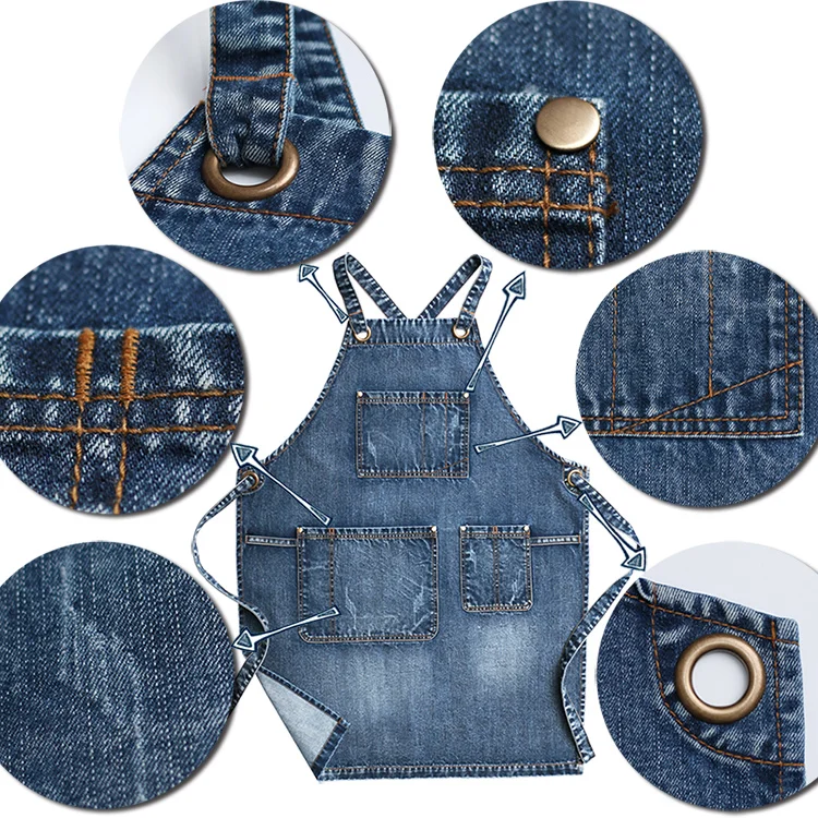 Benutzerdefinierte Unisex-Lederriemen mit bequemer Rückseite, gewaschenes Baumwoll-Canvas-Werkzeug, Arbeit, Küche, Kochen, Backen, Kochschürze – Detail 8