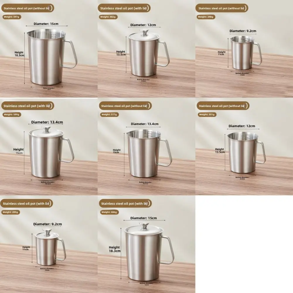 304 Stainless Steel Measuring Cups Inner Scale Design with Lid Liquid Latte Art Cup Thickened Large Capacity