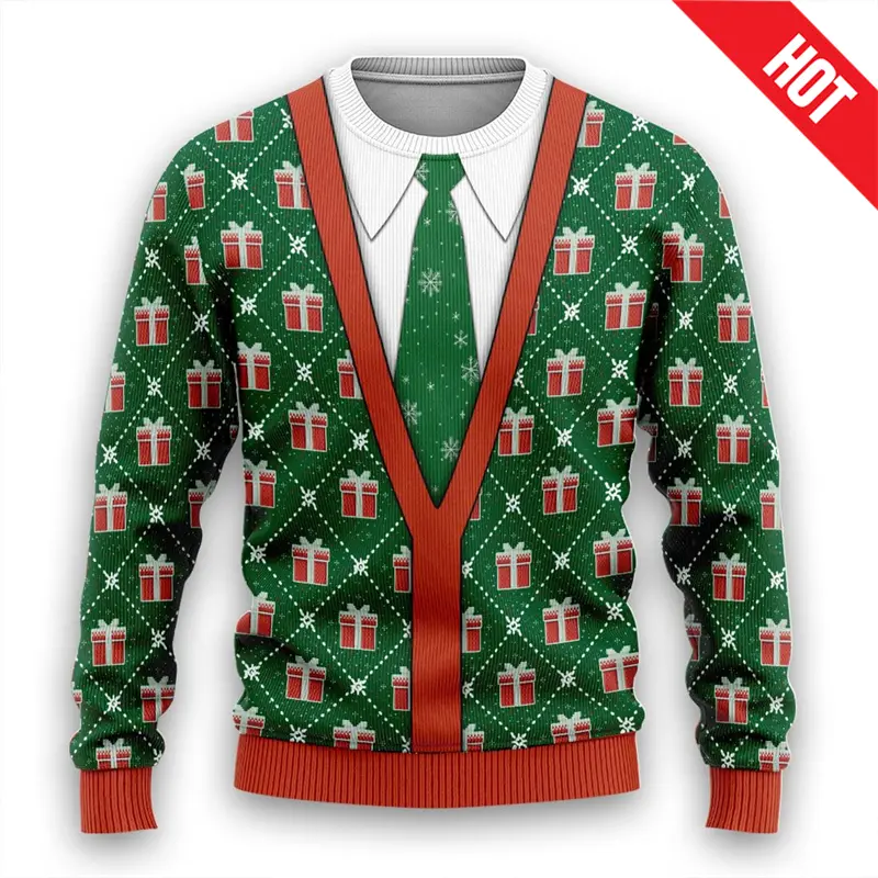 Men Women New Year Eve Xmas Sweatshirts Kid 3D Funny Suit Print Holiday Party Jumper Top Couples Pullover Ugly Christmas Sweater - Image 11