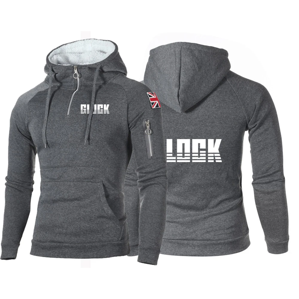 2023 Spring Autumn New Glock Perfection Shooting Print Half Zip Fitness Leisure Comfortable Coat Sports Slim Fit Popular Hoodies