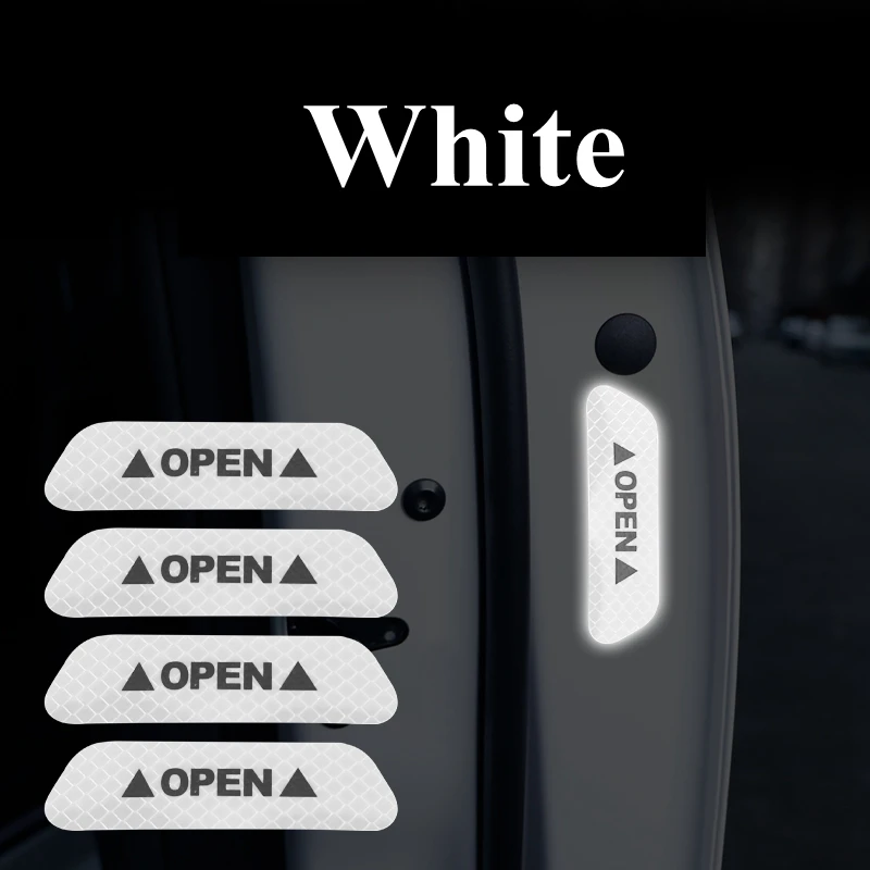 4PCS/Set Car Door Stickers Universal Safety Warning Mark OPEN High Reflective Tape Auto Accessories Exterior Bike Helmet car stickers car door stickers car reflective tape sticker car reflective stickers carbon fiber car stickers