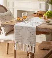 Boho Table Runner Natural Cotton Woven Runner with Tassels for Home Dining Table décor, for Modern Farmhouse Decor 2