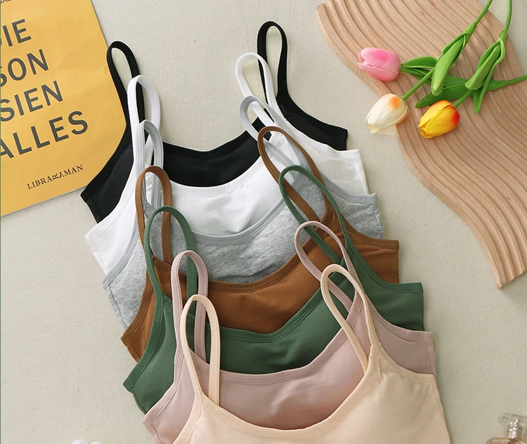Description Picture 2 of itemOne-piece Cotton Underwear seamless Tank Tops No steel ring Underwear Solid Color Cotton Bra U-shaped back Bra Women Underwear
