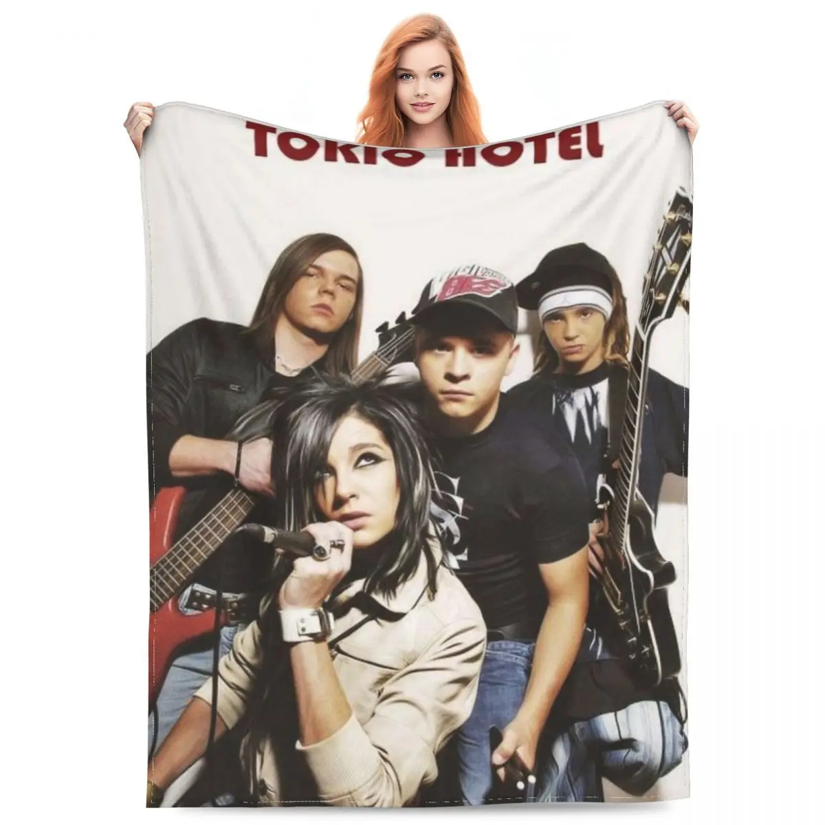 

Tokio Hotel Band Blanket Coral Fleece Plush Printed Cozy Lightweight Thin Throw Blankets for Sofa Couch Rug Piece