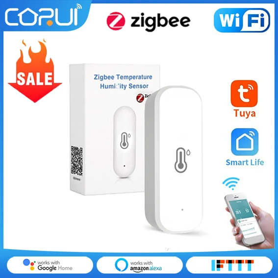 CoRui Tuya Zigbee WiFi Smart Temperatur Und Feuchtigkeit Sensor Innen