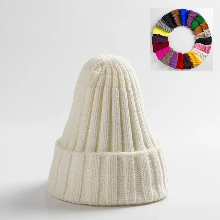 2022 Japan and South Korea Autumn and Winter New Woolen Hat Curled Hat Winter Hat Warm keeping Knitted Striped Pointed Hat Hat