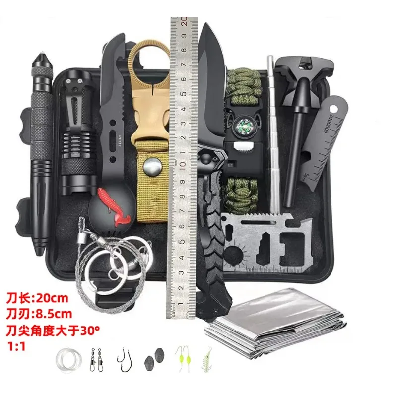 13 in 1 Outdoor Survival Kit Multi-function Emergency First Aid Tools Camping Hiking Self Defense Gear