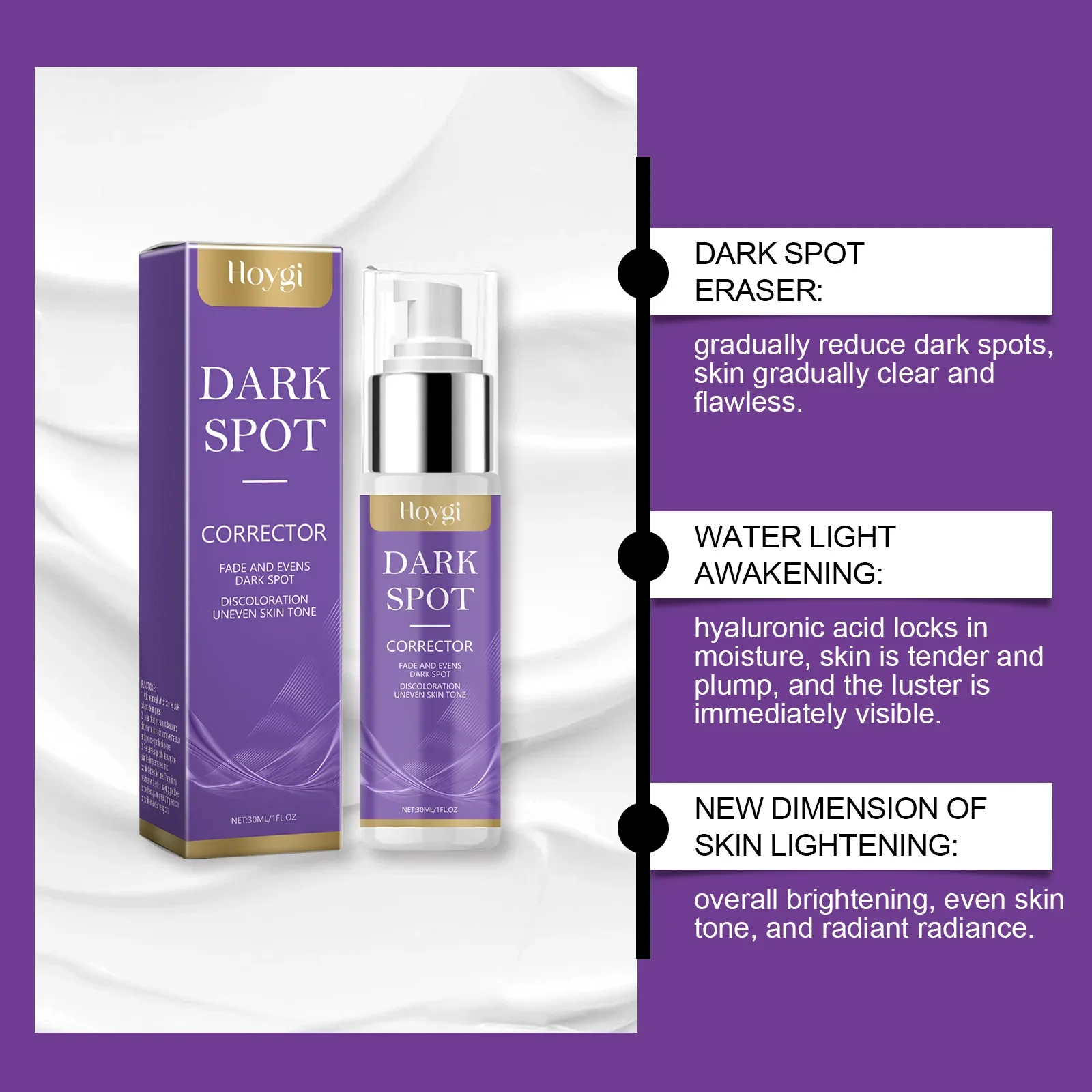 HOYGI Facial Serum Lotion Lighting Dark Spots and Dullness Nourishing Facial Glow Moisturizing and Brightening Skin Care Serum