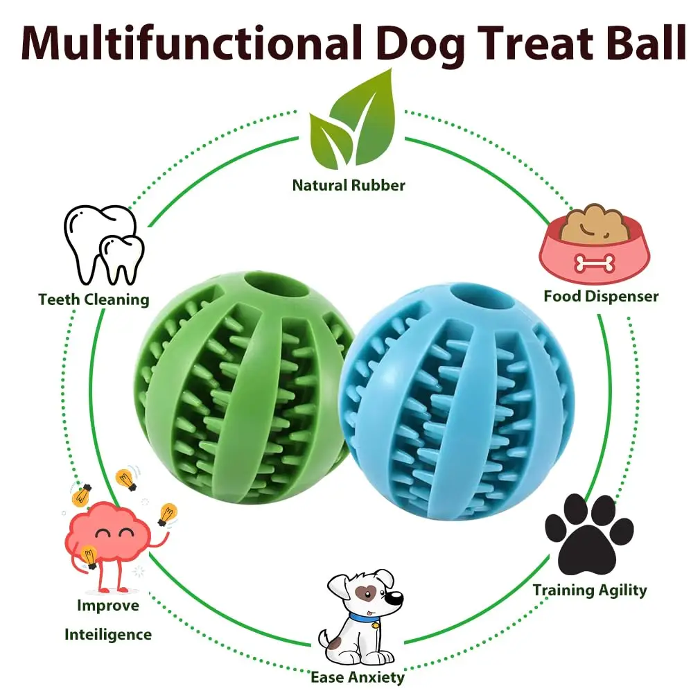 Rubber Dog Treat Ball Set 5