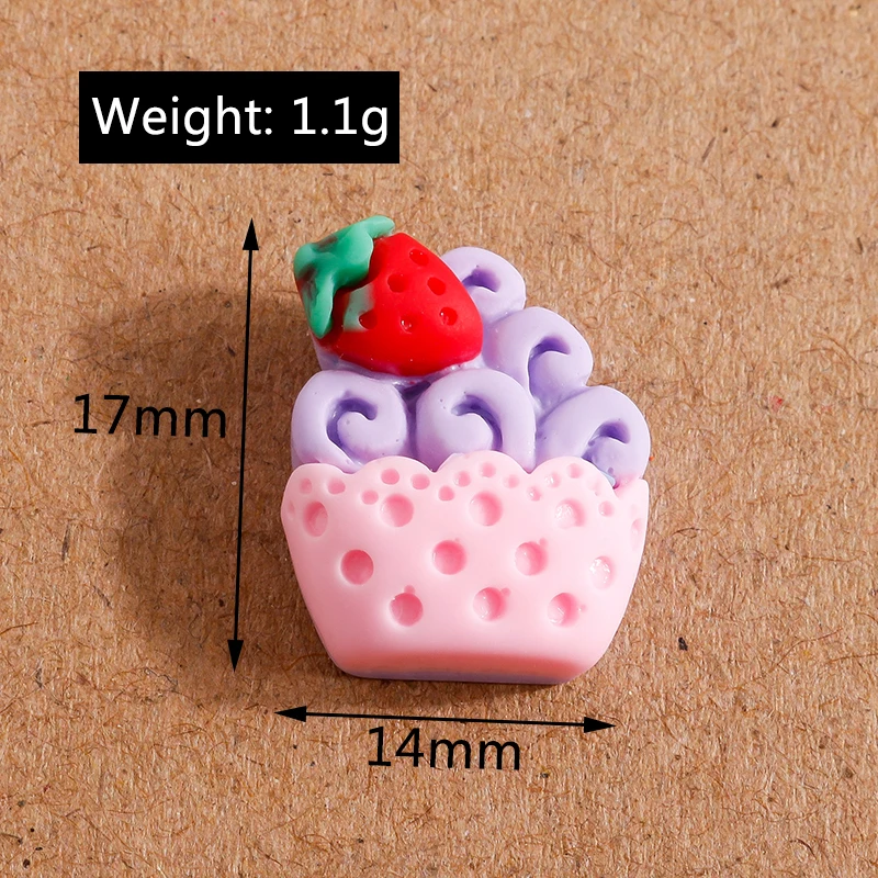 10 Stück Mix süße Lebensmittel Donut Kuchen flache Rückseite Harz Cabochon Verzierungen DIY Scrapbooking für Mädchen Haarnadel Brosche Haarschleifen – Detail 1