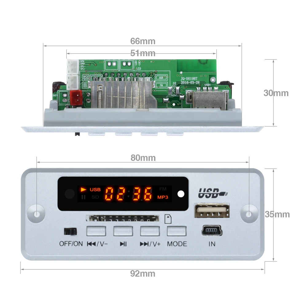 5V MP3 Bluetooth Decoder Board 2*3W Amplifier Module with Radio FM SD USB Radio Audio Module MP3 /WMA / WAV / FLAC APE