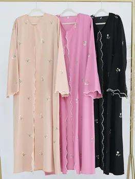Arabic Dubai Abaya Luxury Floral embroidery Long Dress 1
