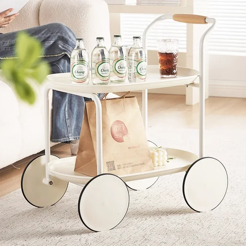 Cream wind moving cart side sofa square corner living room simple apartment hair salon furniture coffee table modern storage