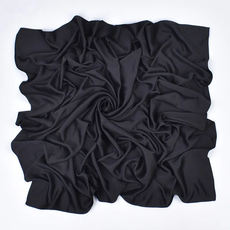 110cm*110cm Einfarbiger Satin Quadratischer Kopfschmuck Damen Mode Quadratischer Kopfwickel Schal Tücher Foulard Hijab Halstuch Bandana – Detail 11