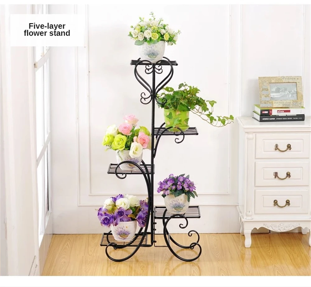 Plant Stand Flower Pot Shelves Metal Wrought Iron Display Flowers Shelf for Living Room Balcony Garden Terrace Storage Organizer