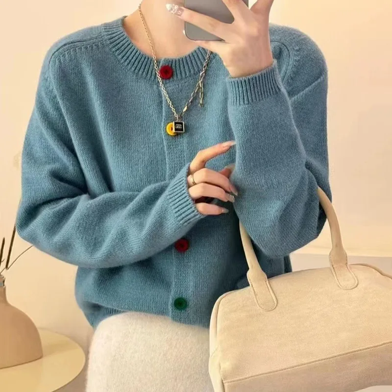 Women Long Sleeve Knitted Sweater Coat Autumn Winter