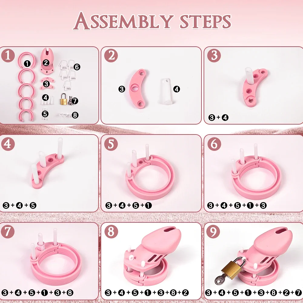 Penis Chastity Cage Chastity Lock Sex Toy Chastity Cage Accessory Penis Cock Ring Male Chastity Cage Penis Lock with Lock Key Virginity for Men Breathable Cock Ring Men's CB Cock Cage SM Urethra Device Toy
