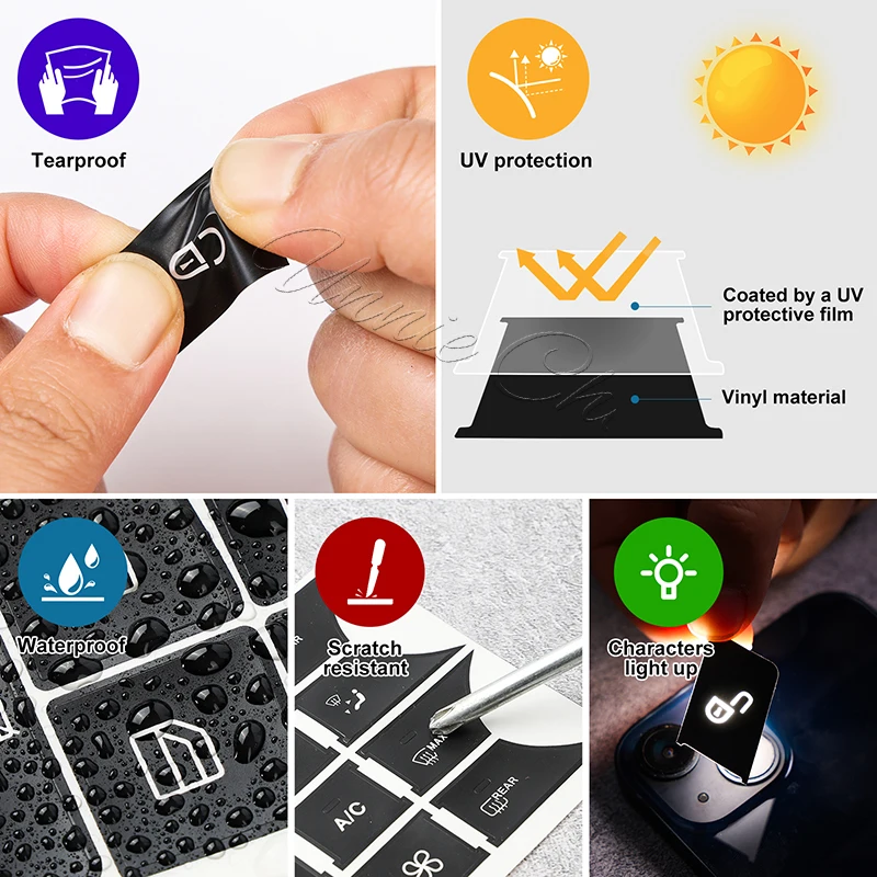Car Stickers Automobile Interior Stickers Console Panel Sticker Car Accessories For Audi A8 D3 4E Interior Button Decals 2004-2009