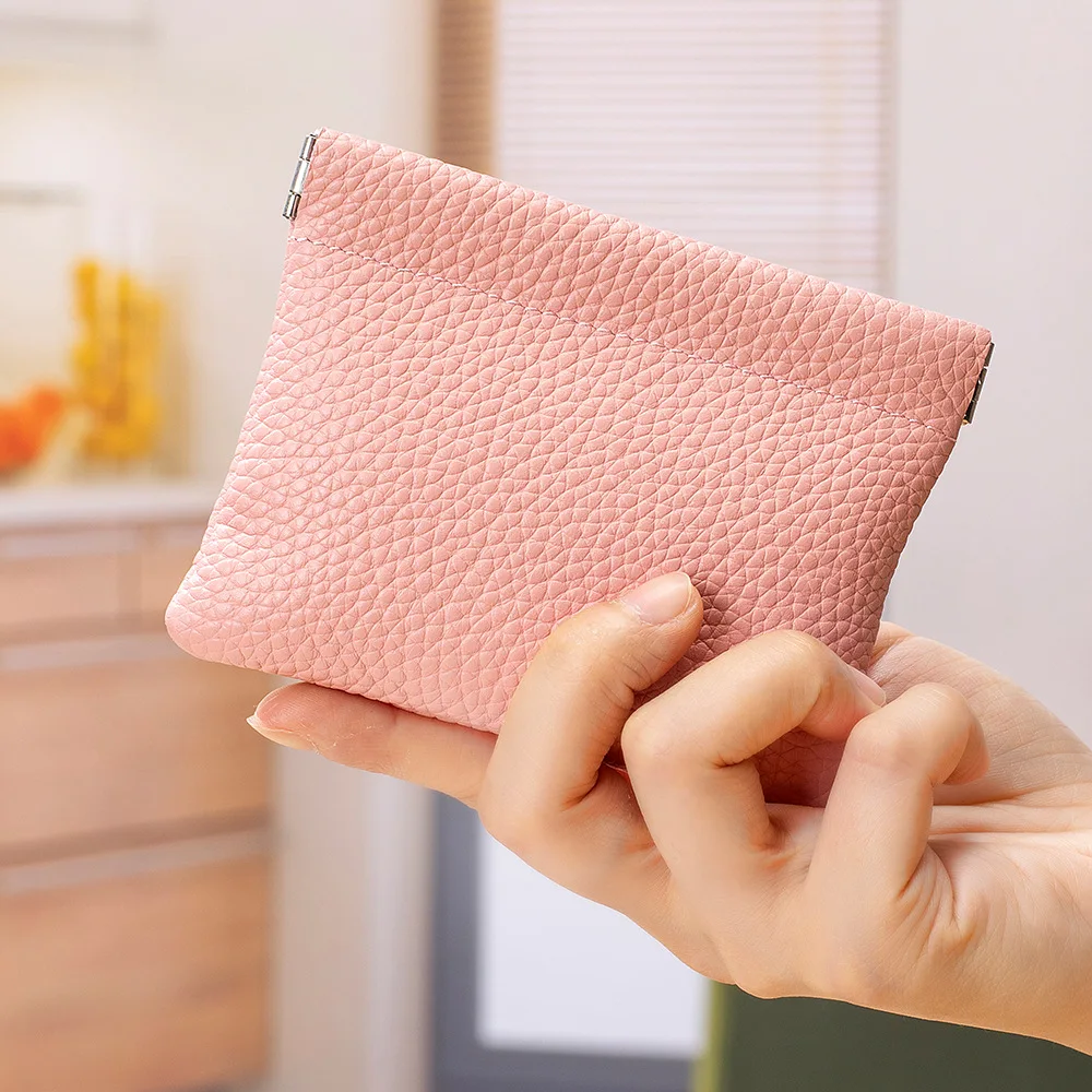 Genuine Leather Coin Purse Mini Portable Cosmetic Bags for Women Lipstick Cosmetic Organizer Pouch Unisex Squeezed Coin Purse