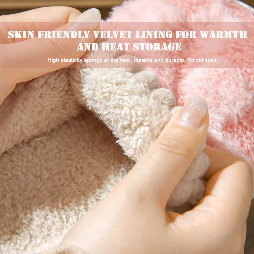 Fashion Cotton Slippers For Women's Winter Indoor Home Fur Slippers With Thick Sole And Anti Slip Winter Style For Home Use