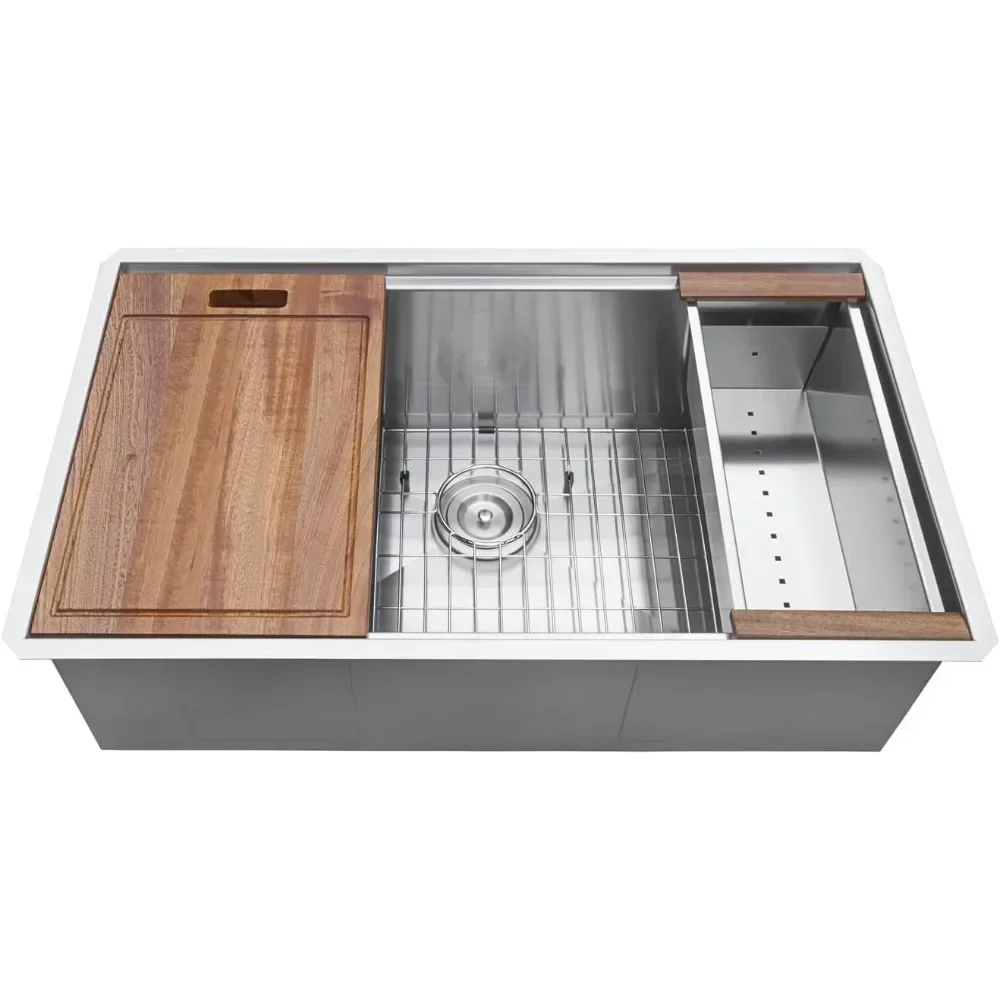 NEW-28-inch Workstation kitchen Sink - 16 Gauge Stainless Steel Kitchen Sink with Accessories Single Bowl with Brushed Finish hi