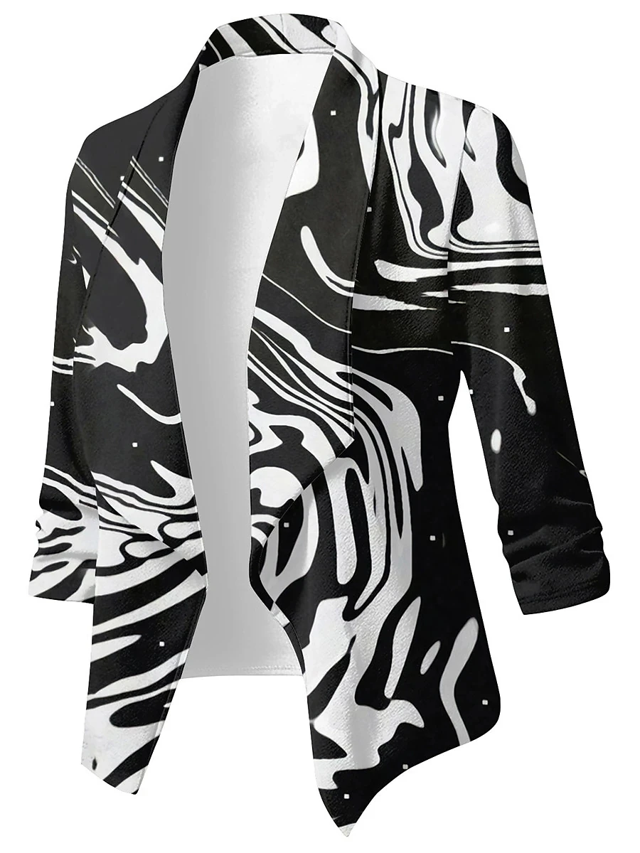 Women's  Blazers Cardigan Coat 2023 Long Sleeve Breathable  Blazers and Jackets Ruched Asymmetrical Casual Business Suit Outwear