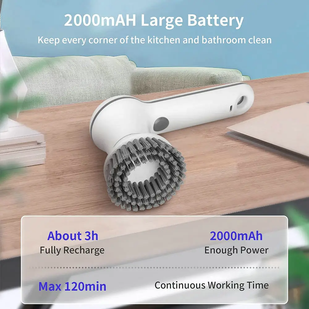 Electric Cleaning Brush Bathroom Wash Brush Kitchen Cleaning Tool USB 5-in-1 Handheld Bathtub Brush Electric Brush Cleaner Sink