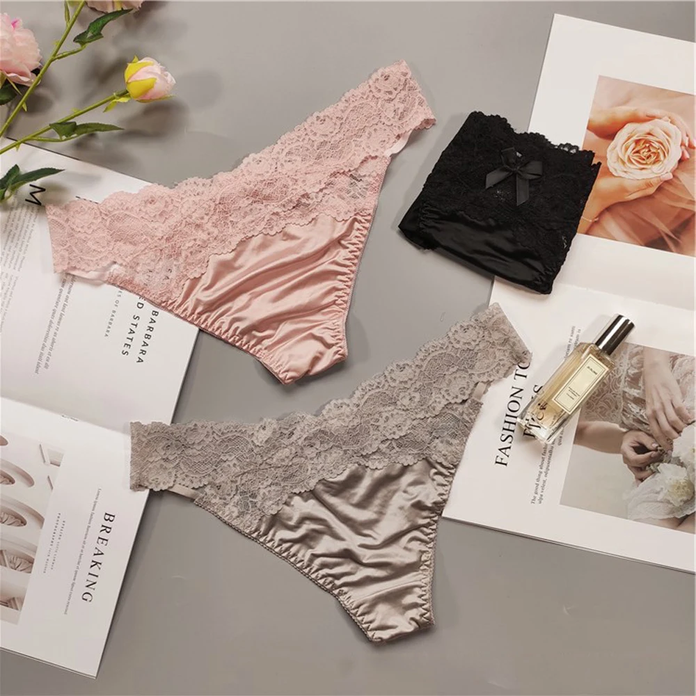 

Sexy Underwear Smooth Women Yoga Lace Briefs Fitness Shorts Panties Satin Underpants Female Lingerie