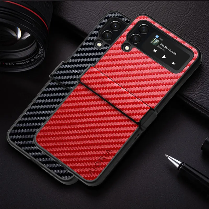Carbon Fibre Texture Phone Case For Samsung Galaxy Z Flip 4 5g Fashion