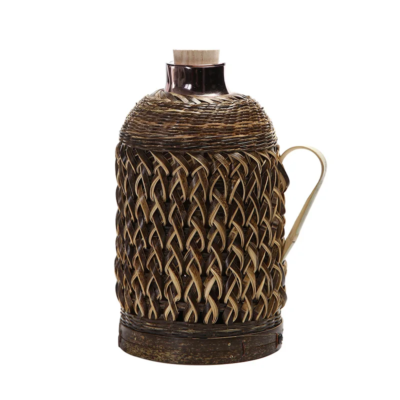 

Handmade Bamboo Woven Kettle Thermos Bottle Retro Nostalgic Thermo Old-Fashioned Electric Kettle Thermos Bottle Teapot Bamboo
