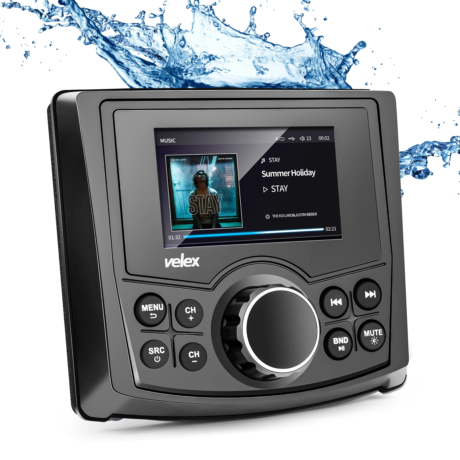 Waterproof Bluetooth Marine Digital Media Stereo Receiver With Audio