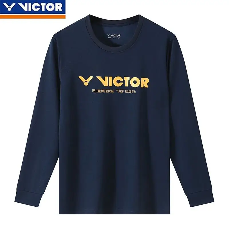 Victor New Men's and Women's Same Badminton Suit Long-sleeved Crew Neck Sweater with Trousers Suit