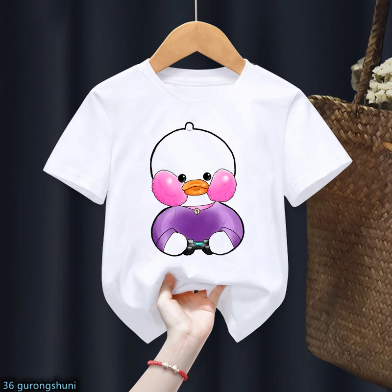 

T-Shirt For Boys/Girls Funny Lalafanfan Tshirt Cute Plush Toy Cartoon Print Kids T Shirt Fashion Kids Clothes White Tshirt Tops