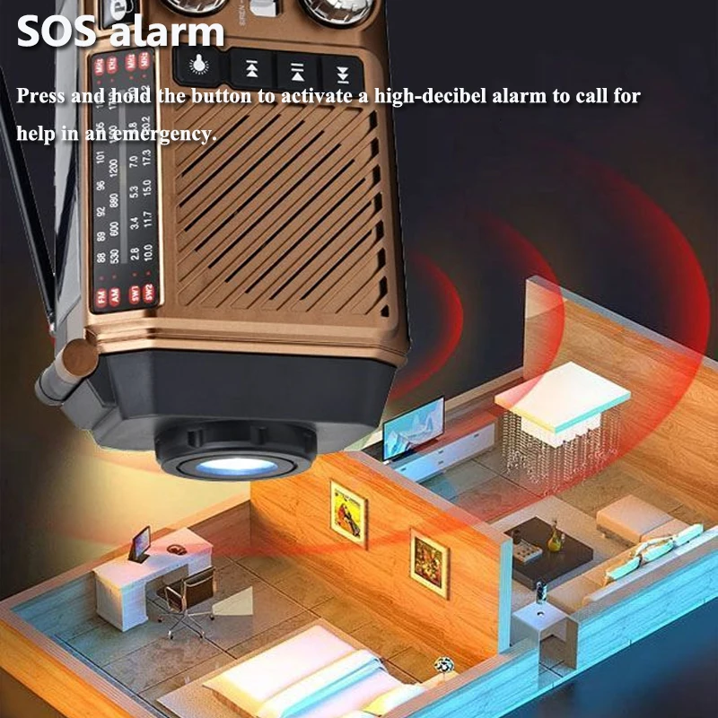 Portable Emergency Radio Solar Panel Hand Crank FM AM SW Radios Receiver Wireless Bluetooth Speaker with Flashlight Reading Lamp