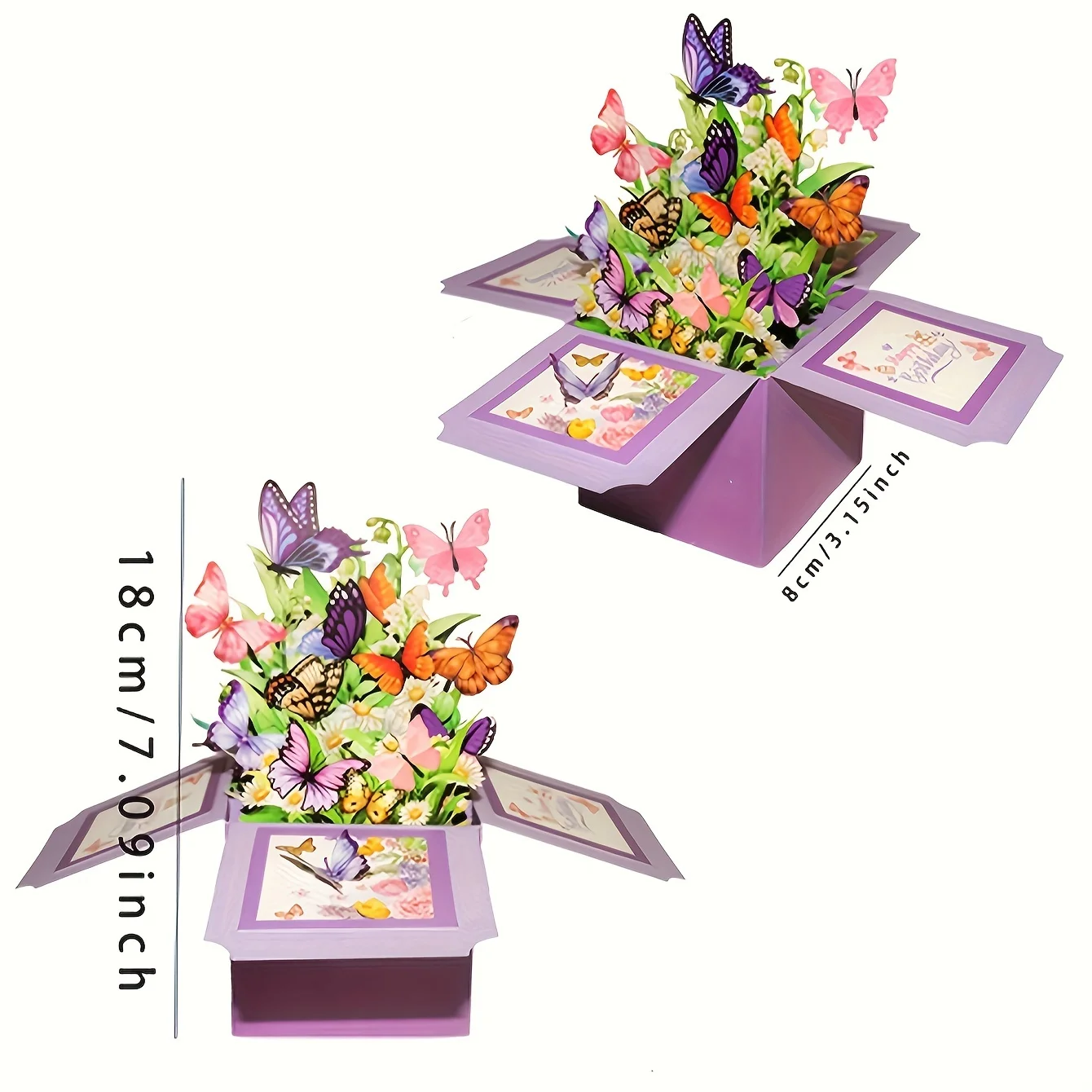 3D Purple Butterfly Gift Box with Greeting Card, 3D Pop-up Design, Ideal Birthday Party Gift for Friends