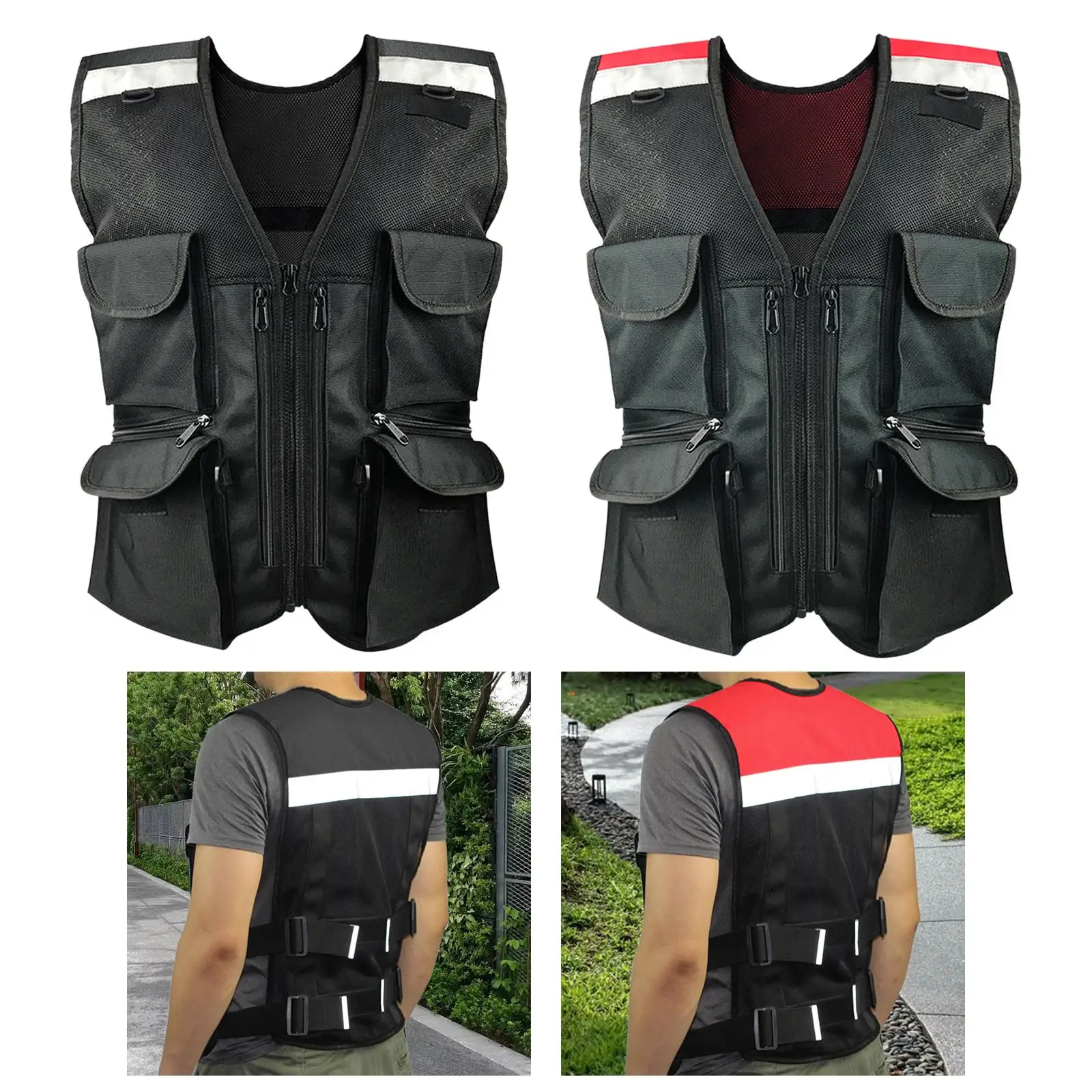Reflective Vest with Pockets High Visibility Strip for Men and Women