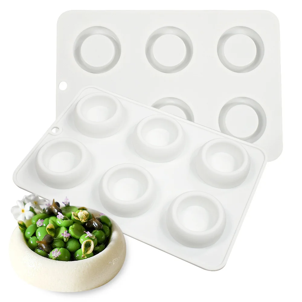 

Dorica 6 Cavity 3D Round Ring Design Pudding Silicone Mousse Mould DIY Dessert Chocolate Mold Cake Decorating Tools Bakeware