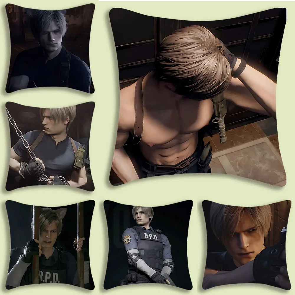 Pillow Covers Cartoon Leon Kennedy Sofa Decorative Home Double-sided Printing Short Plush Cute Cushion Cover
